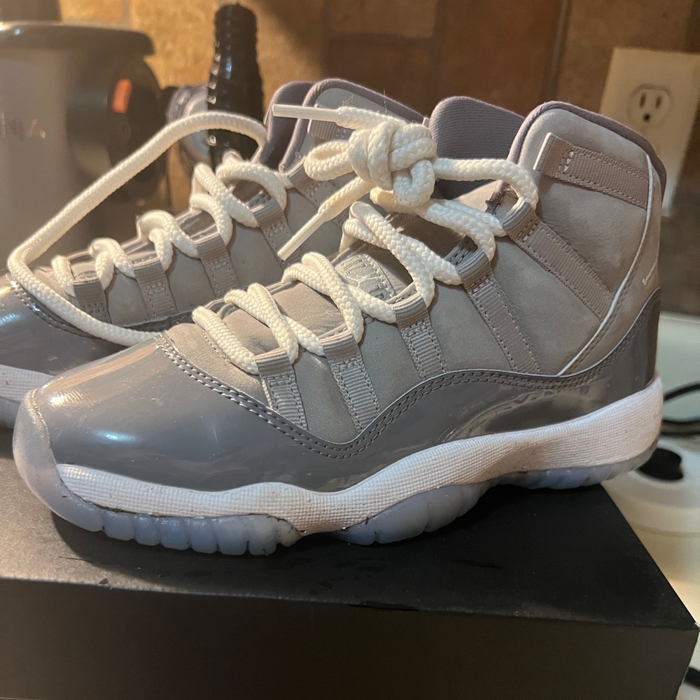 Gray and White High-Top Jordan  Sneakers